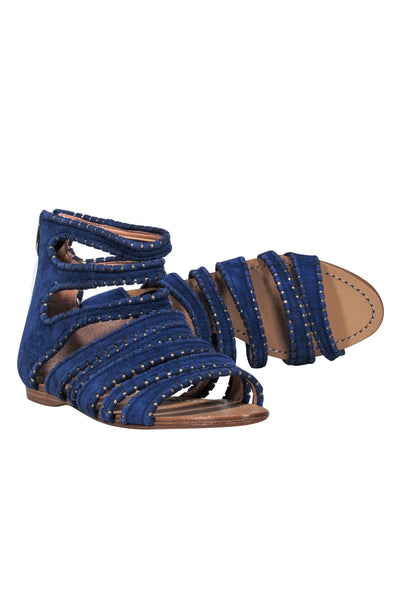 Current Boutique-Sigerson Morrison - Blue Suede Strappy Sandals Sz 8.5