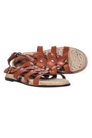 Current Boutique-Sigerson Morrison - Brown Strappy Espadrille Sandals w/ Silver Studs Sz 6