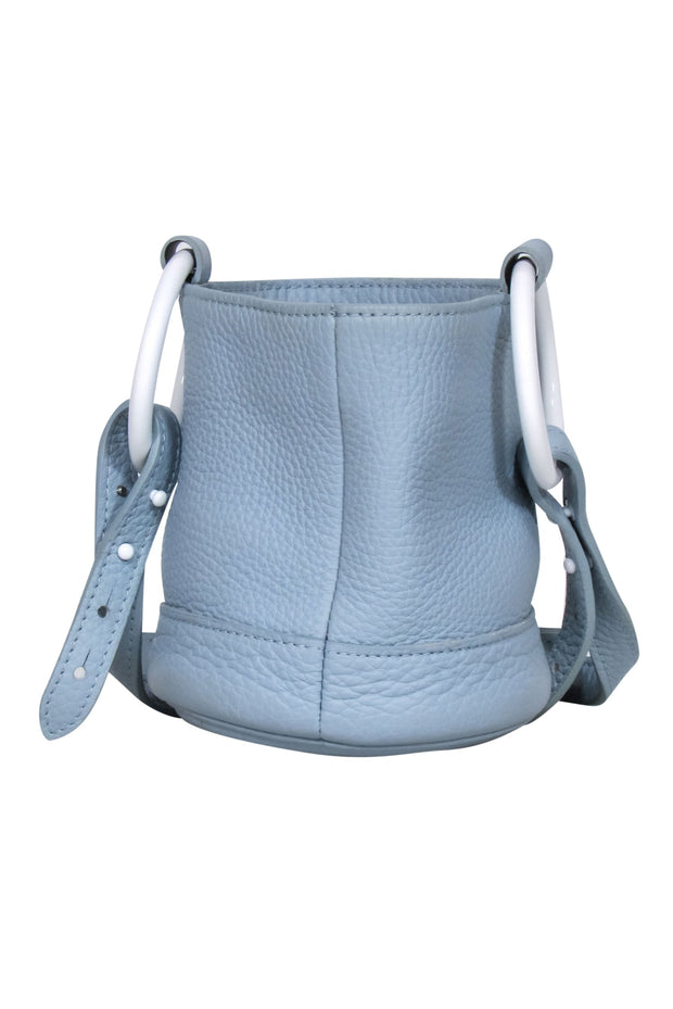 Current Boutique-Simon Miller - Light Blue Pebbled Leather Bucket-Style Mini Crossbody