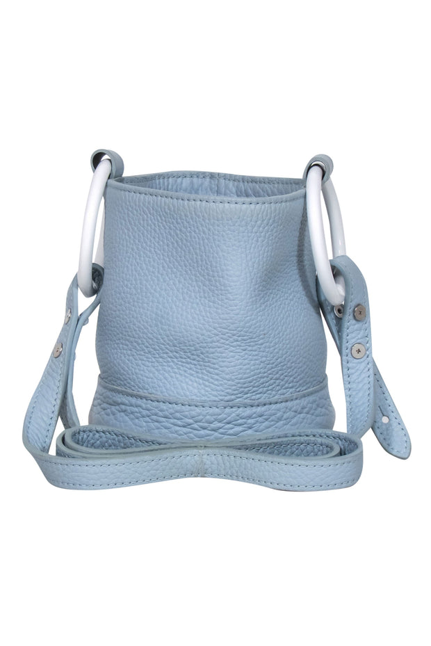 Current Boutique-Simon Miller - Light Blue Pebbled Leather Bucket-Style Mini Crossbody