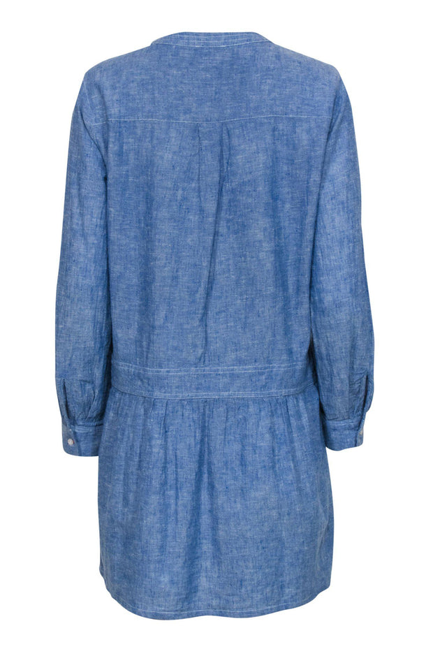Current Boutique-Soft Joie - Chambray Half Button-Up Long Sleeve Shift Dress Sz M