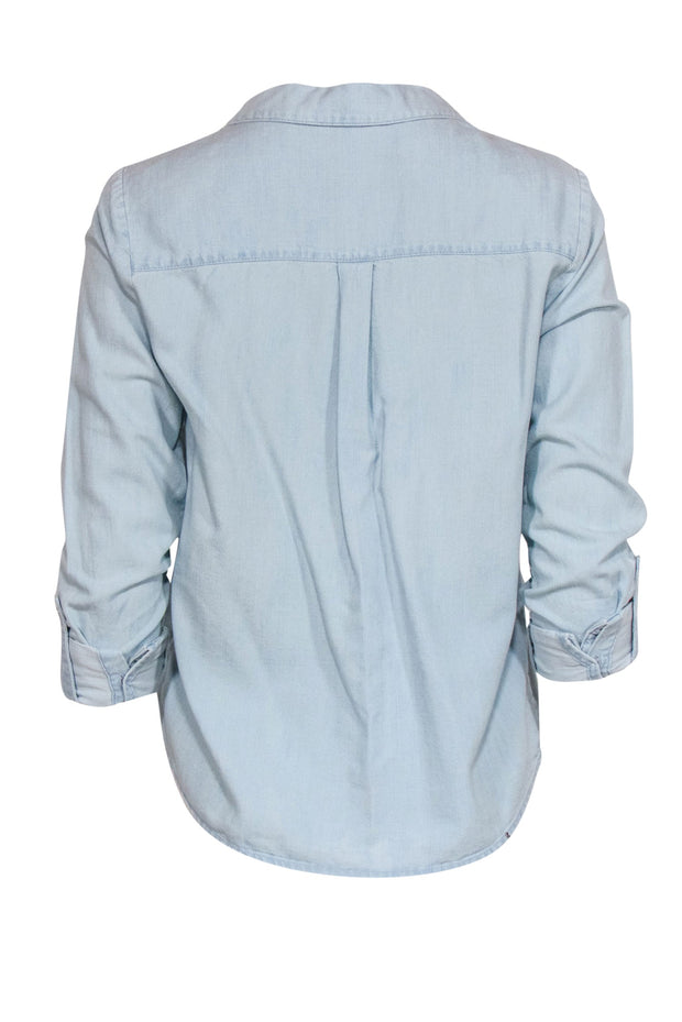 Current Boutique-Soft Joie - Light Chambray "Crysta" Button-Up w/ Knotted Hem Sz S