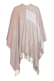 Current Boutique-Soia & Kyo - Light Pink & Cream Colorblocked Open Poncho w/ Scarf Hem OS