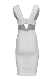 Current Boutique-Solace - White Textured Plunging V-Neck Sleeveless Dress w/ Back Cutout Sz 2
