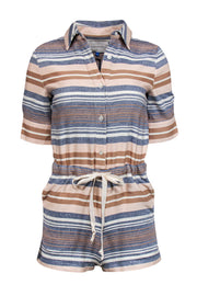 Current Boutique-Solid & Striped - Pink, Blue & White Striped Button-Up Romper Sz XS