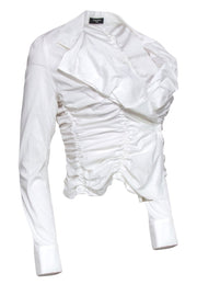 Current Boutique-Sonia Fortuna - White Cotton Blend Ruched Crop Blouse Sz 4
