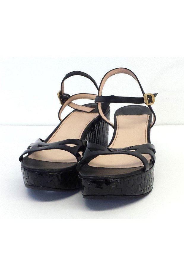 Current Boutique-Sonia Rykiel - Black Patent Leather Platform Wedges Sz 9.5
