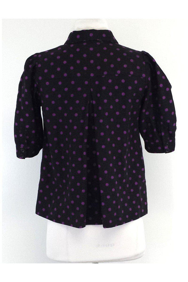 Current Boutique-Sonia Rykiel - Black & Purple Polka Dot Top Sz S