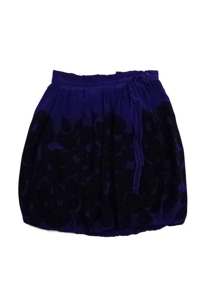 Current Boutique-Sonia Rykiel - Purple & Black Silk Leaf Print Skirt Sz M