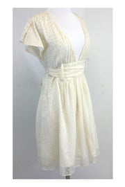 Current Boutique-Sophia Eugene - Ivory & Pale Yellow Floral Silk Dress Sz M