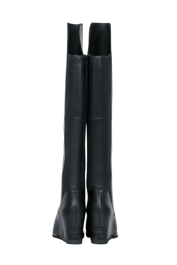 Current Boutique-Sorel - Black Leather Over-the-Knee "Fiona" Wedge Boots Sz 7