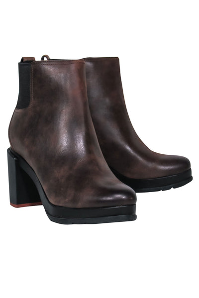 Current Boutique-Sorel - Brown Leather Heeled Platform "Blake" Booties Sz 10
