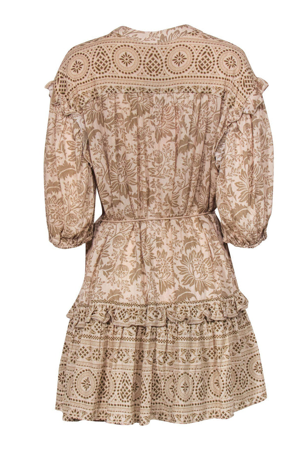 Current Boutique-Spell & Gypsy - Beige Floral Print Cotton Shift Dress Sz M