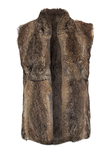 Current Boutique-Split End Ltd. - Brown Rabbit Fur Open Vest Sz M