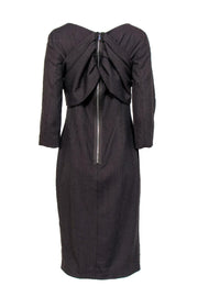 Current Boutique-Sportmax - Brown Textured Wool Sheath Dress w/ Cowl Neck Sz 12