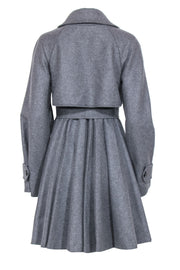 Current Boutique-Sportmax - Gray Wool Blend Pleated Long Trench Coat Sz 8