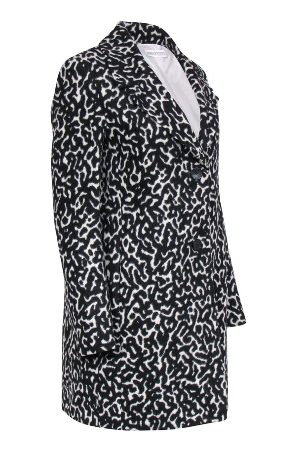 Current Boutique-St. Emile - Black & Ivory Leopard Print Button-Up Wool Blend Midi Coat Sz 8