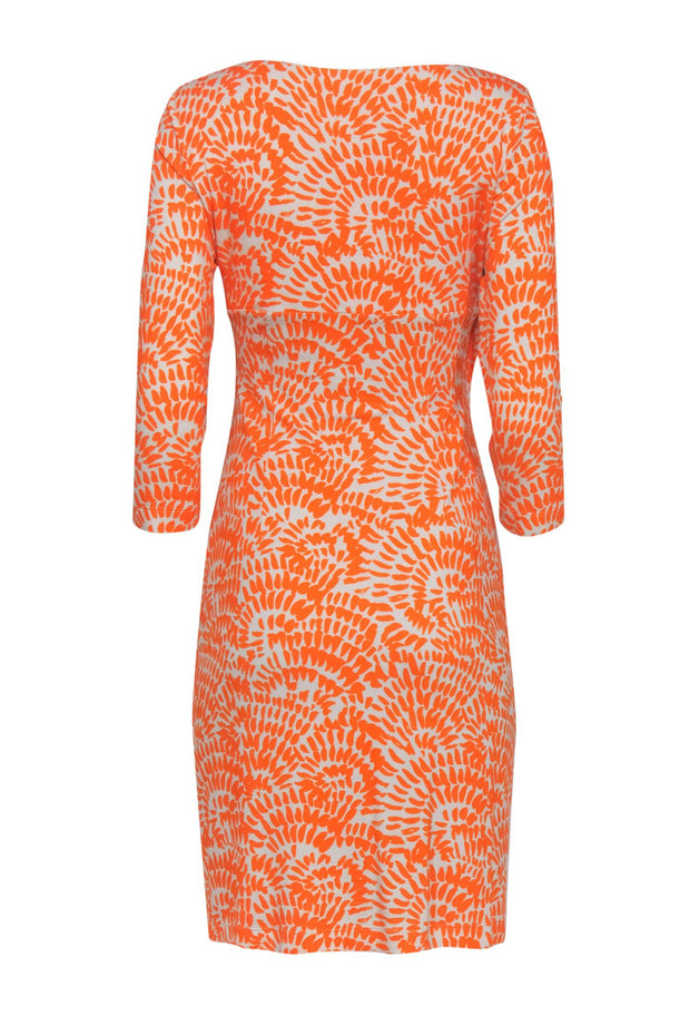 Current Boutique-St. Emile - Taupe & Orange Print Midi Wrap Dress Sz 6