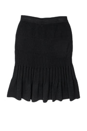 Current Boutique-St. John Basics - Black Ribbed Knit Flare Skirt Sz 2