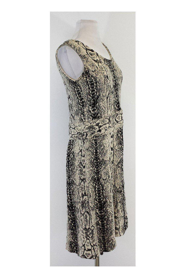 Current Boutique-St. John - Beige & Black Snakeskin Knit Fit & Flare Dress Sz 8