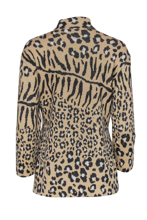 Current Boutique-St. John - Beige Leopard Print Mock Turtleneck Sweater Sz P