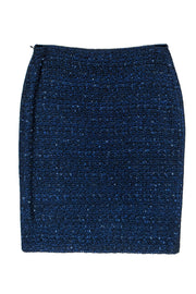 Current Boutique-St. John - Black & Blue Marbled Tweed Pencil Skirt Sz 8