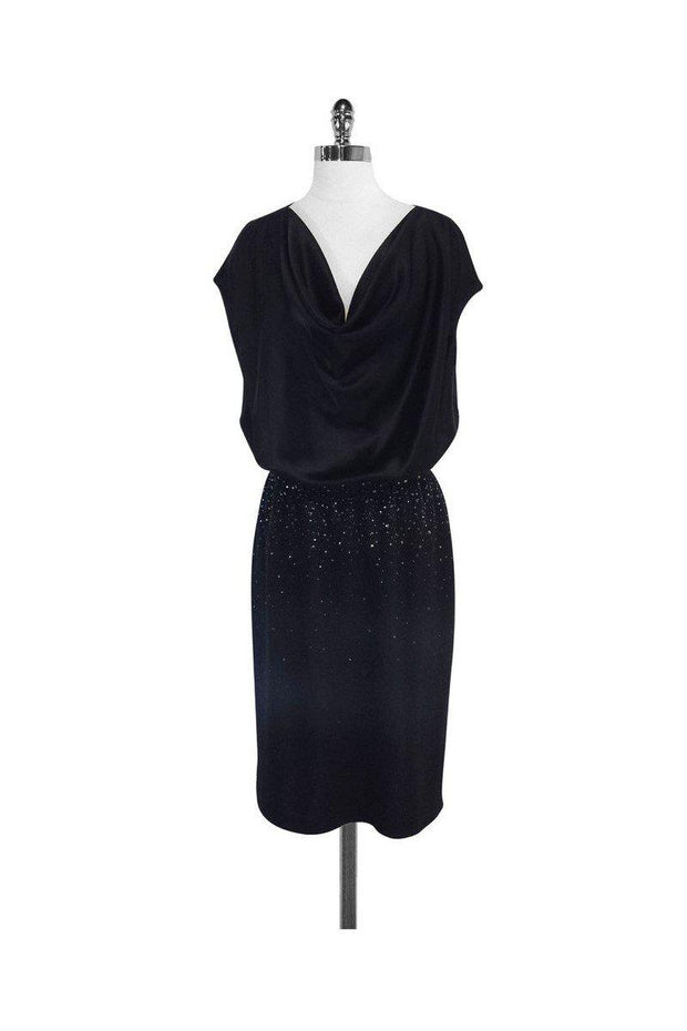 Current Boutique-St. John - Black Cap Sleeve Embellished Dress Sz 12