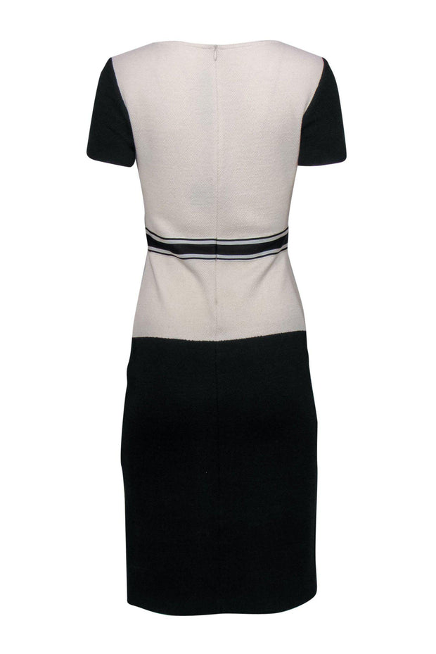 Current Boutique-St. John - Black & Cream Knit Colorblock Sheath Dress Sz 2