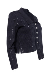 Current Boutique-St. John - Black Cropped Knit Top w/ Sparkles Sz 2