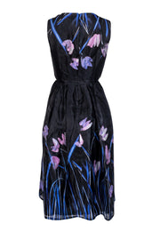 Current Boutique-St. John - Black Dress w/ Blue & Purple Flower Print Sz 6