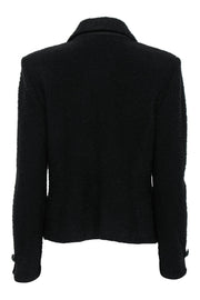 Current Boutique-St. John - Black Knit Button-Up Wool Blend Blazer Sz 10