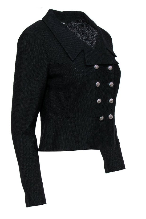 Current Boutique-St. John - Black Knit Double Breasted Jacket w/ Accent Buttons Sz 8