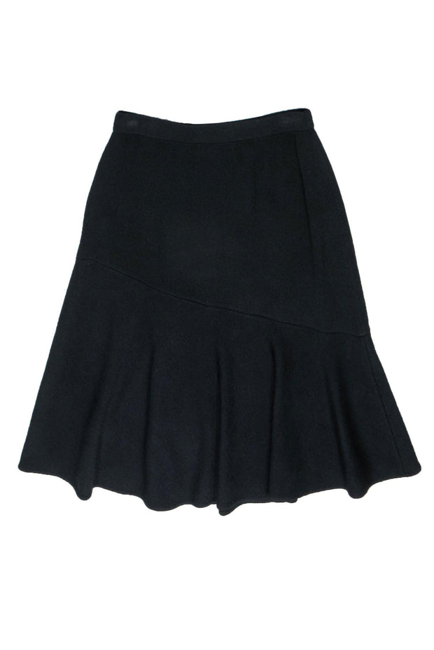 Current Boutique-St. John - Black Knit Flared Midi Skirt Sz 4
