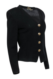 Current Boutique-St. John - Black Knit Golden Button Cardigan Sz S