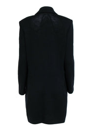 Current Boutique-St. John - Black Knit Longline Coat w/ Pockets & Gold-Toned Buttons Sz 12