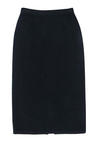 Current Boutique-St. John - Black Knit Mini Pencil Skirt Sz 4