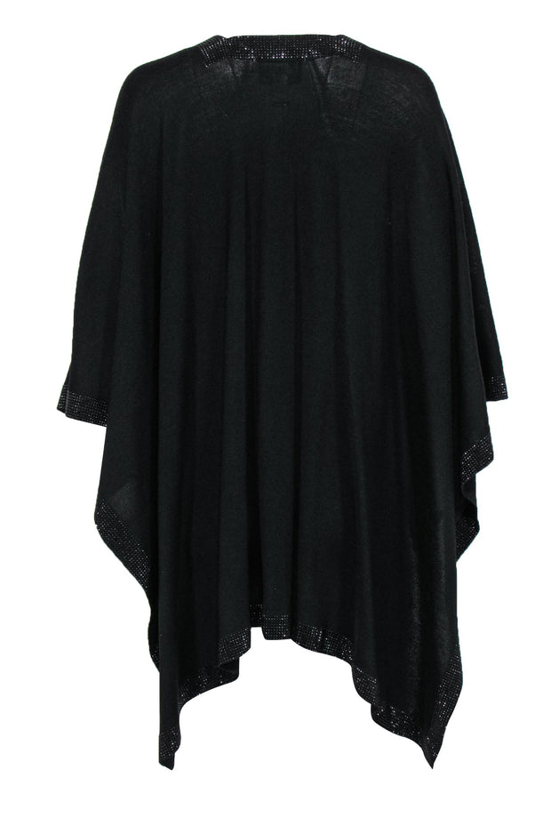 Current Boutique-St. John - Black Knit Open Poncho w/ Jeweled Trim OS