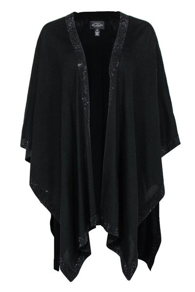 Current Boutique-St. John - Black Knit Open Poncho w/ Jeweled Trim OS