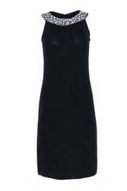 Current Boutique-St. John - Black Knit Shift Dress w/ White Beading Sz 4