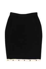 Current Boutique-St. John - Black Knit Skirt w/ Studded Hem Sz 2