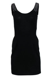 Current Boutique-St. John - Black Knit Sleeveless Bodycon Dress w/ Rhinestone Embellishments Sz 2
