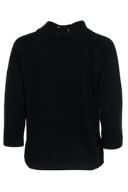 Current Boutique-St. John - Black Knit Turtleneck Sweater w/ Sequin Trim Sz 10