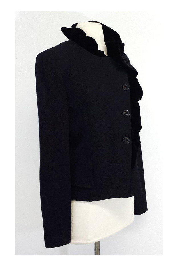 Current Boutique-St. John - Black Knit Velvet Jacket Sz 8