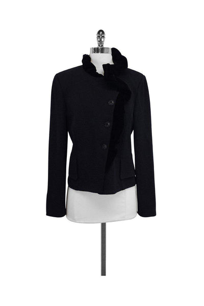 Current Boutique-St. John - Black Knit Velvet Jacket Sz 8