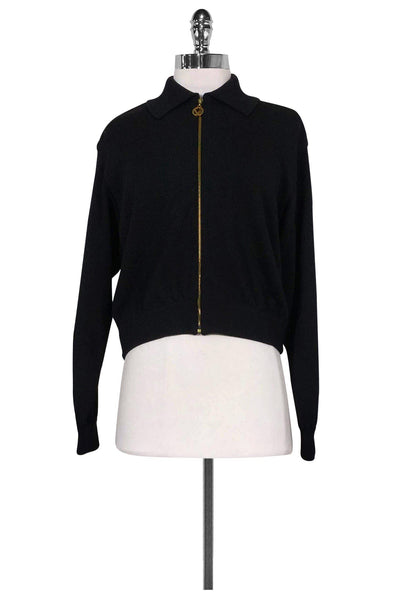Current Boutique-St. John - Black Knit Zip Jacket Sz P