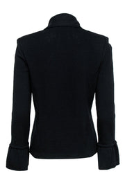 Current Boutique-St. John - Black Knit Zip-Up Tie-Neck Jacket Sz 4