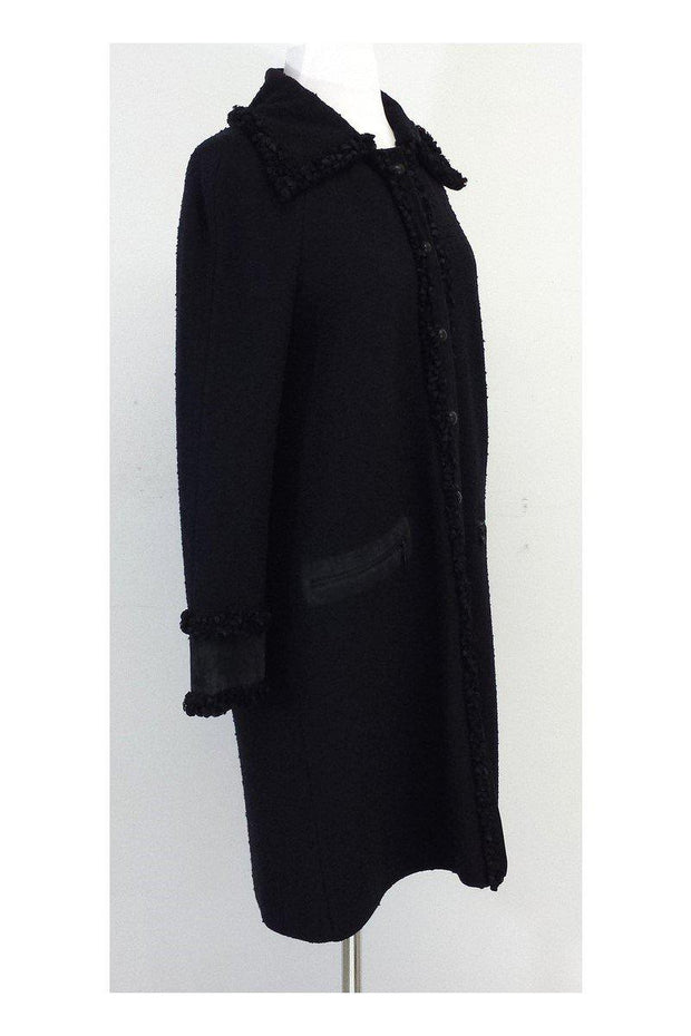 Current Boutique-St. John - Black Ruffle Trim Wool Blend Jacket Sz 6