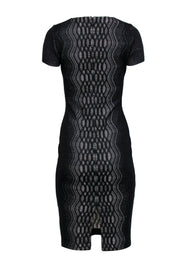 Current Boutique-St. John - Black & Silver Metallic Midi Dress w/ Geometric Design Sz 2
