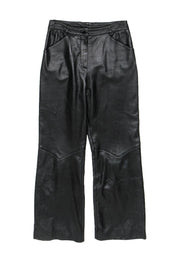 Current Boutique-St. John - Black Smooth Leather Trousers Sz 6