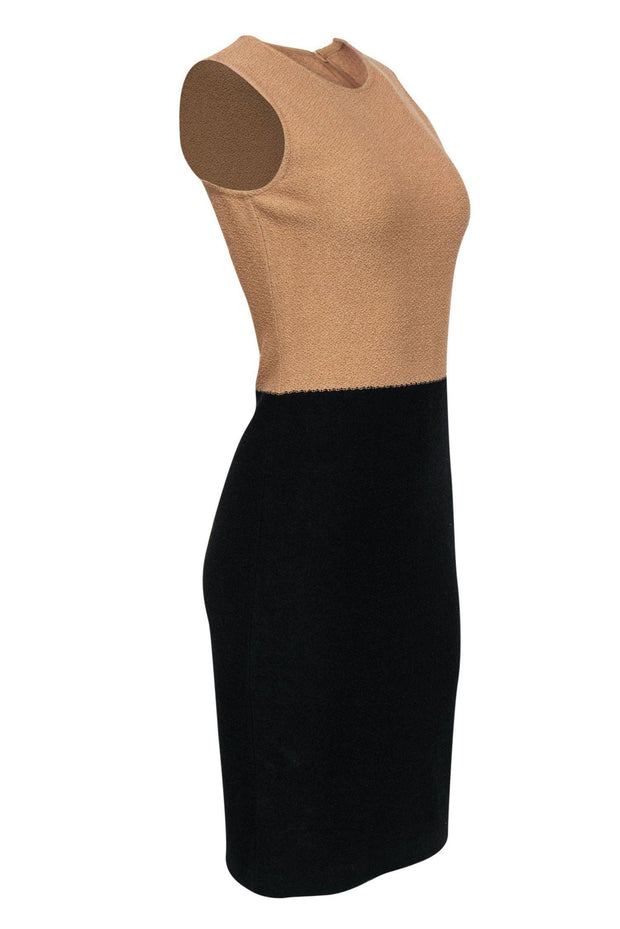 Current Boutique-St. John - Black & Tan Knit Sleeveless Dress Sz 2